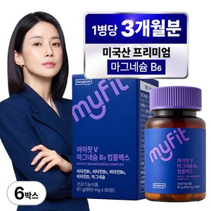 동국제약 마이핏 이보영 미국산 프리미엄 마그네슘 B6 영양제 3개월분, 6개, 90정