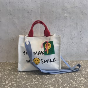 you make me smile 2022 스마일 벨벳 패턴 가두 유기농 캔버스 토트백