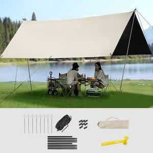 캠핑텐트 블랙 바이닐 코팅 햇빛가리개 텐트+수납포켓, 3M*4M