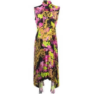 베르사체 오키드 프린트 미디 드레스