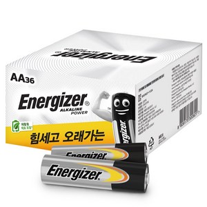 에너자이저 알카라인 종이팩 AA건전지, 36개입, 2개