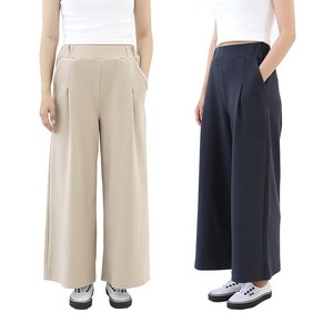 비비진 여성 고급 핀턱 편안한 와이드 밴딩 팬츠 통바지 1+1