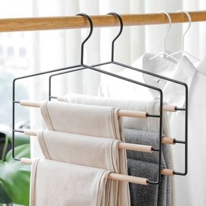 루이리 다용도 논슬립 3단 바지걸이 상하의 정장 슬랙스 목도리용, 2개, 블랙3단