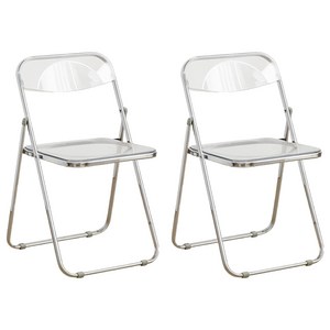 MANTU 다용도 실내외 겸용 접이식 의자, 클리어, 2개