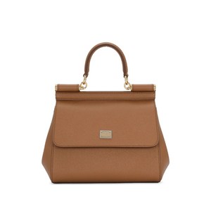 돌체앤가바나 스몰 시실리 그레인 레더 토트 백