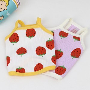 세모멍냥 강아지 나시티 크롭티 수박 여름 옷 티셔츠, 퍼플