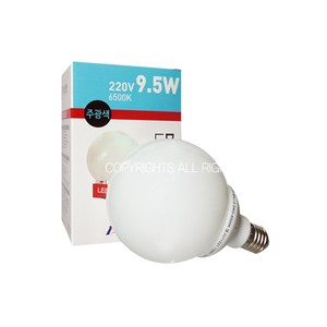 LED전구 LED볼 LED 볼램프 9.5W DY-BALL9.5WD-6500K (DY-BALL9.5WD-6500K), 주광색[흰색빛], 두영_LED볼9.5W, 1개