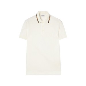 버버리 체크 트리밍 코튼 폴로 셔츠, 화이트계열, Mid standard M(KR 105)