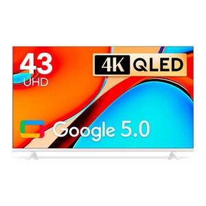 [26년 7월 신제품] 1등급 아바 109cm (43인치) 구글5.0 스마트 QLED TV 4K UHD 화이트에디션