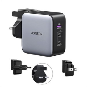 UGREEN 65W USB C 충전기 Nexode 3 포트 여행용 GaN Fast International 충전기US UK EU 플러그 포함 MacBook ProAir용 전원 어댑, 1개