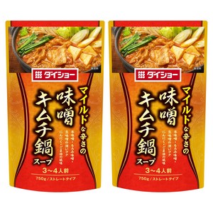 다이쇼 된장 김치나베 스프 스트레이트 타입 마일드한 매운맛, 750g, 2개