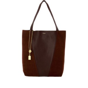 끌로에 스핀 레더 스웨이드 토트 백