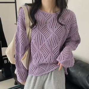 별하늘 루즈핏 그물 펀칭 메쉬 니트 시스루 그물 스웨터