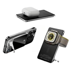 루비크 초슬림 초경량 맥세이프 보조배터리 고속 무선 3 in 1 애플워치 에어팟 충전 0.8cm, 10000mAh, 그레이 티타늄, 1개