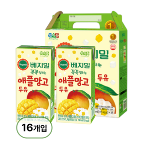 베지밀 꼭꼭 씹히는 애플망고 두유, 190ml, 16개
