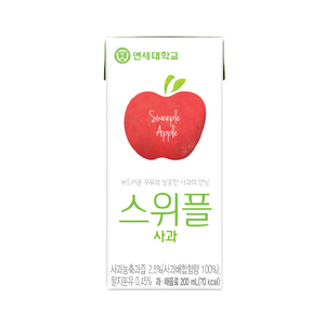 연세우유 스위플 사과음료, 200ml, 48개