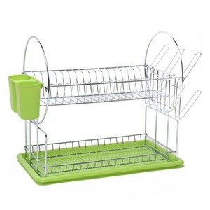 Tiger Pavilion 식기건조대 + 컵걸이 + 수저통 세트, 실버, 2단, 1개