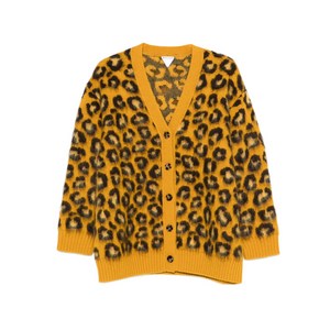 보테가 베네타 레오파드 프린트 V넥 니트웨어, 옐로우계열+블랙계열, Standard S