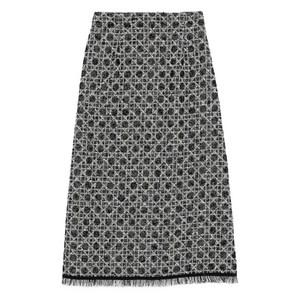 디올 프린지 패턴 미디 스커트