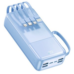 아우스힐 LCD잔량표시 QC 3.0 PD 22.5W 초고속충전 4개 케이블 멀티단자 대용량 보조배터리 30000mAh