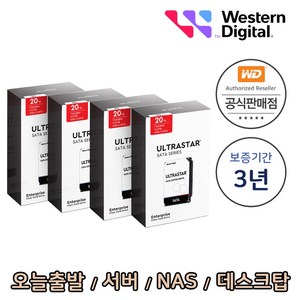 [WD공식총판점] Ultrastar HC560 20TB WUH722020ALE6L4 4PACK 패키지 20TBx4 80TB 서버 NAS 데스크탑 하드디스크 (20테라 4개묶음)