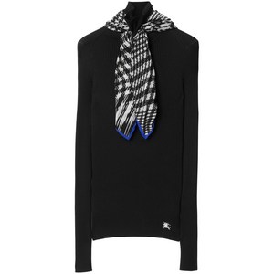 버버리 스카프 디테일 골지 스웨터, 블랙계열, Mid standard XS(KR 44)