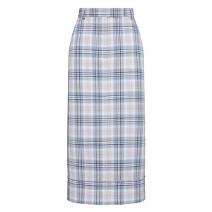 톰 브라운 벨트 루프 플레이드 미디 스커트, 화이트계열+블루계열, Italy 40(KR 55)