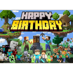 설레인 마인크래프트 생일축하 현수막 3D