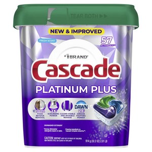 Cascade 플래티넘 플러스 디쉬워셔 세제 프레시 57개입, 914g, 1개