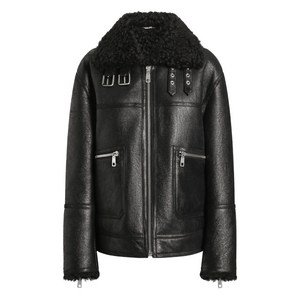 돌체앤가바나 시어링 칼라 레더 재킷