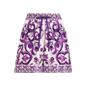 돌체앤가바나 실크 쇼츠, 화이트계열+바이올렛/보라계열, Italy 40(KR 44)