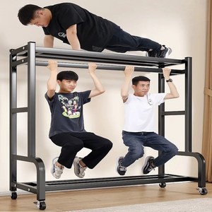 BILIMO 튼튼한 철제 스탠드 2단 선반 이불 케리어 수납 가능한 이동식 옷걸이 행거
