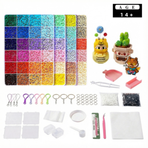 컬러비즈24/48/72/96/120색 컬러비즈세트 풀세트 구성 컬러비즈열쇠고리 컬러비즈집게 수납 상자 세트(호화 세트 당신의 DIY 창작 욕구를 충족시킵니다), 96색, 1개