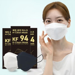 혜원클린 국산 KF94 대형 마스크 블랙 100매 지퍼팩 포장, 25개입, 4개
