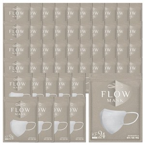 플로우 KF94 귀안아픈 숨쉬기편한 새부리형 마스크 대형, 1개입, 화이트, 50개