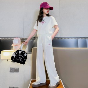 조이걸스 여아 여름 2024년 new summer 깔맞춤 그래픽 레터링 면 Cotton 100% 반팔 티셔츠 스웨트 팬츠 긴바지 트레이닝 초중생 초등생 중등생 단체복