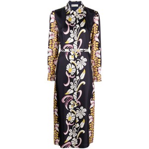 토리 버치 플로럴 프린트 실크 셔츠 드레스, 블랙계열, US 4(KR S/M)