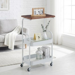 리빙코아 이동식 트롤리 선반 테이블 철제 수납 회전 카트