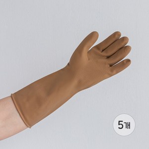 백화상점 천연 라텍스 고무장갑 5개입, 딥브라운, 중(M), 5개
