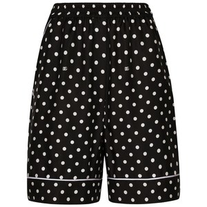 돌체앤가바나 폴카 도트 실크 트윌 쇼츠, 블랙계열+화이트계열, Italy 42(KR 55)