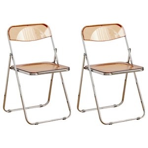 MANTU 다용도 실내외 겸용 접이식 의자, 클리어 브라운, 2개