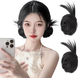 가발위드 곱창 만두 뉴스타일 당고머리 포인트 집게가발 2개 1세트, 1개, 진한블랙