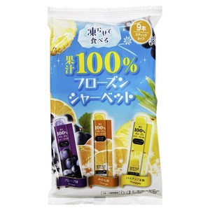 리본 얼려서 먹는 과즙 프로즌 샤베트 그레이프 + 오렌지 + 파인애플 스틱 타입 9개입
