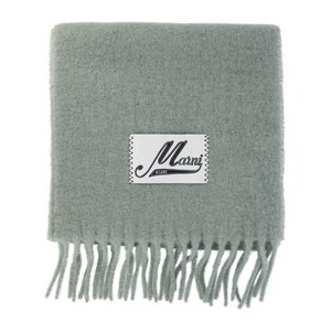 마르니 로고 아플리케 프린지 스카프