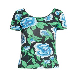 겐조 플로럴 프린트 티셔츠, 블랙계열+그린계열, Standard XS