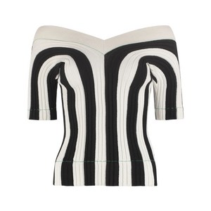 보테가 베네타 ribbed stripe-print top
