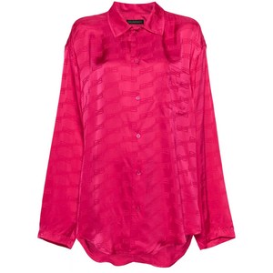 발렌시아가 자카드 로고 새틴 셔츠