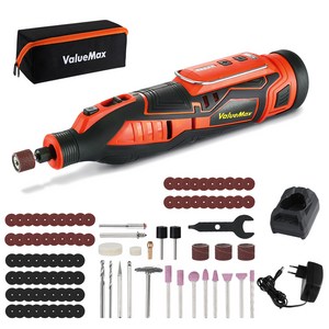 ValueMax 12V 충전 무선 전동 휴대용 소형 다기능 광택기 옥 연삭기 도구 충전식 연마기 그라인딩 로타리툴 펜 가정용 미니 드릴 그라인더 조각기 액세서리 101종 포함