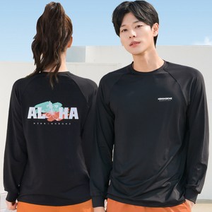 헤링본 남자 여자 커플 루즈핏 래쉬가드 수영복 빅사이즈 비치웨어 긴팔 상의 RG350