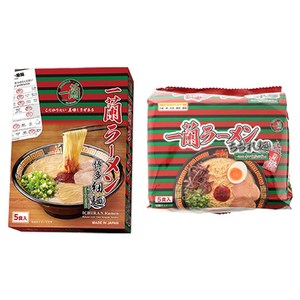 이치란 라멘 하카타 가는 면 5개입 + 치지레면 특제 빨간 비법 가루 포함 5개입 665g